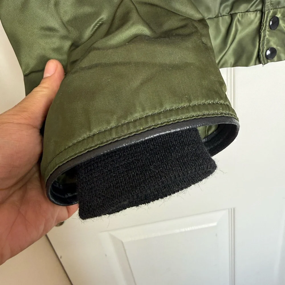 Vintage 1960s Tuffy Jac Olive Bomber Jacket Faux Fur Collar Talon Zipper Men L - Picture 4 of 15